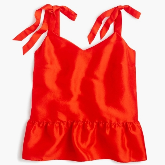 J. Crew Tops - J. Crew silk peplum tie shoulder tank size 12